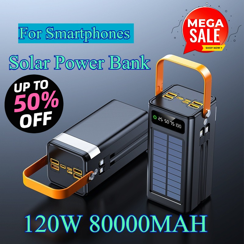 Usb Charger Dynamo - แบตเตอรี่สำรองพลังงานแสงอาทิตย์ 80000mAh 120W ความจุสูงพิเศษ พกพาสะดวก สำหรับสมาร์ทโฟน