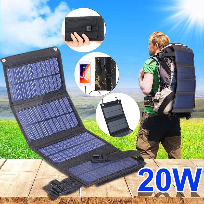 แผงโซลาร์เซลล์แบบพับได้ 20W 50 - Usb Charger Dynamo บทวิจารณ์และราคา