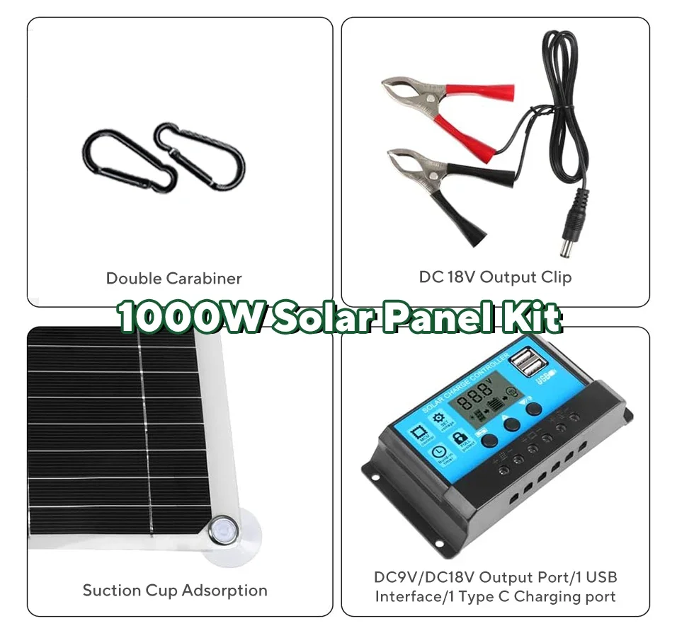 ชุดแผงโซลาร์เซลล์ 1000W, แผงโซ - Usb Charger Dynamo บทวิจารณ์และราคา